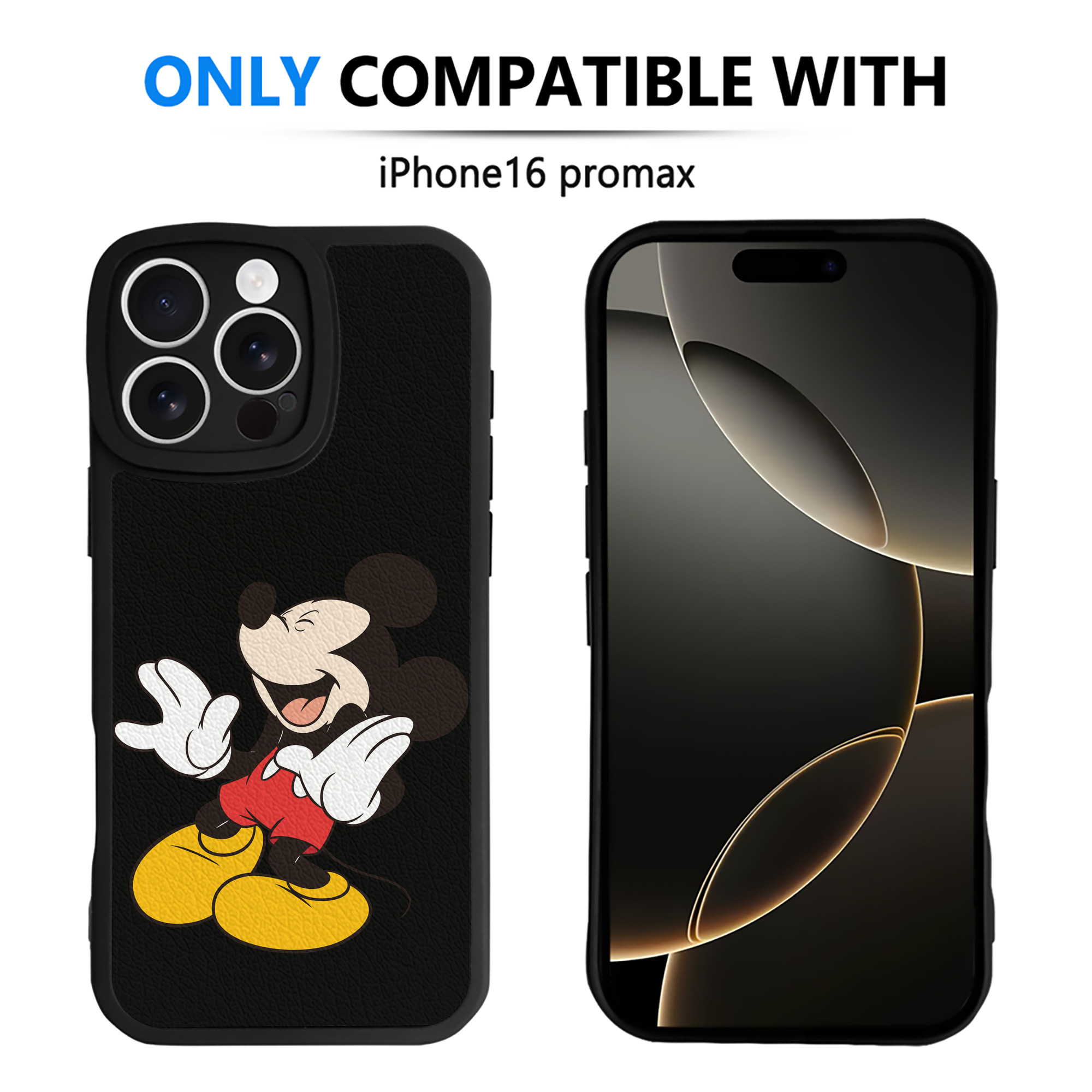 （画像用） ミッキーマウス Mickey Mouse 【iPhone 16シリーズ対応】シリコンスマホケース（レザー調） 材質：シリコン